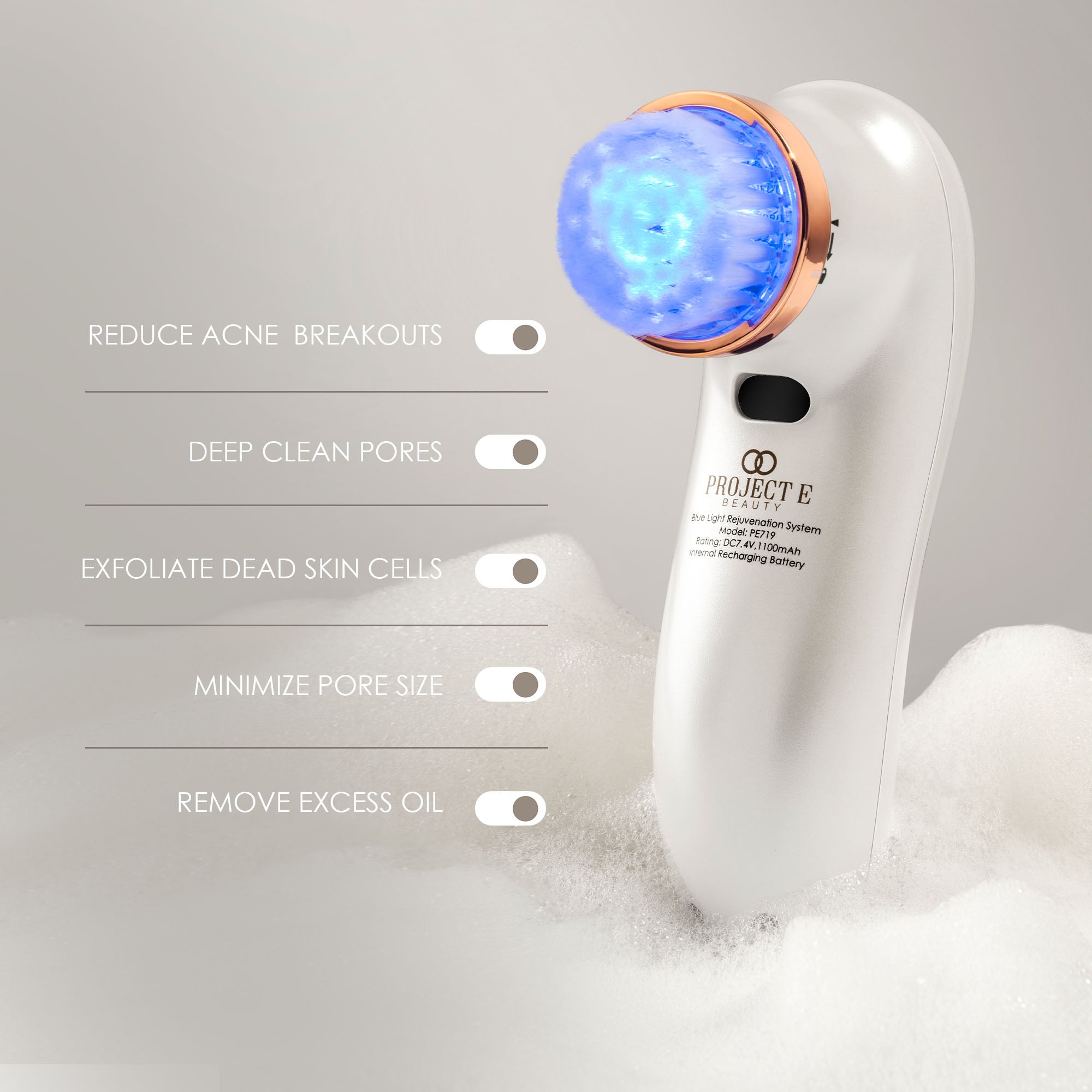 LumaBlue | LED Light Therapy Cleansing Brush - Project E Beauty