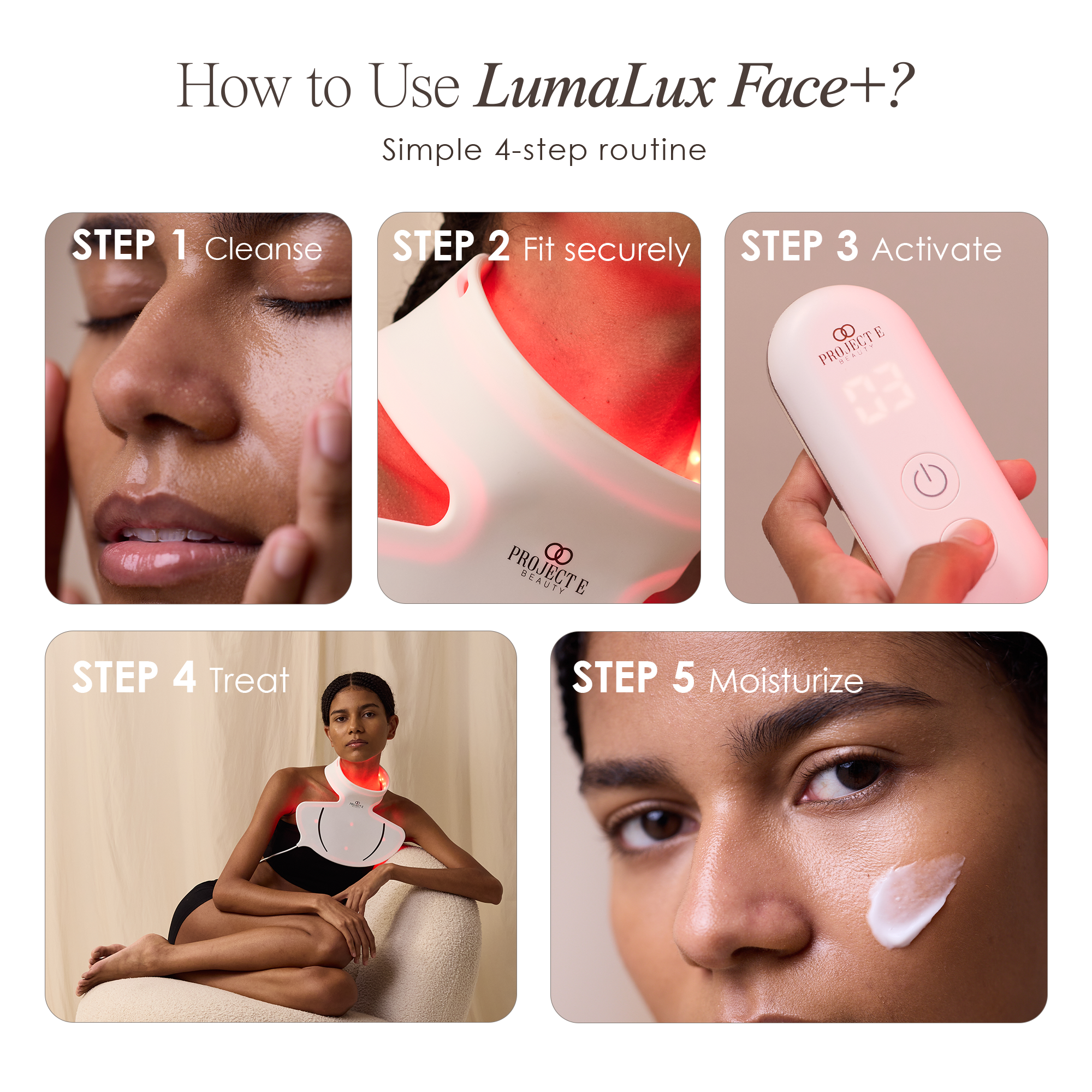 LumaLux Neck & Dec | Pro LED Red Light Therapy Mask - Project E Beauty